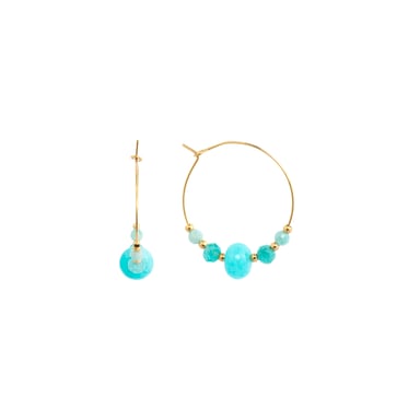 Luxenter Ohrringe mit 18-karätiger Gelbgold-Finish und blauer Jade – Gimra