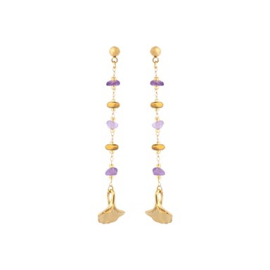 Luxenter Ohrringe mit 18 Karat Gelbgold-Finish und natürlichem Amethyst – Tarthae