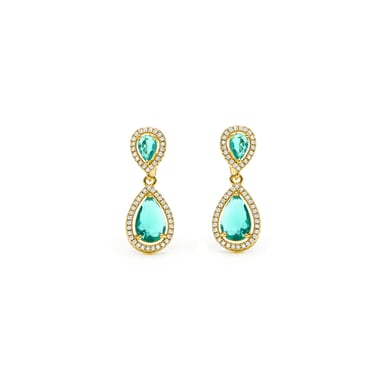 Luxenter Ohrringe aus grünem Paraiba-Hydrothermalquarz mit 18 Karat Gelbgold-Finish – Misim