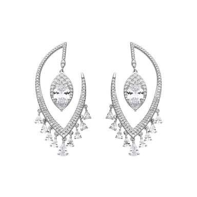 Luxenter Ohrringe aus 925er Sterlingsilber mit funkelnden Zirkonia-Steinen, rhodiniert – Hakku