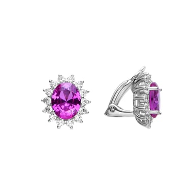 Luxenter Ohrringe aus 925er Sterlingsilber und rosa Zirkonia mit Rhodiumbeschichtung – Dinoc