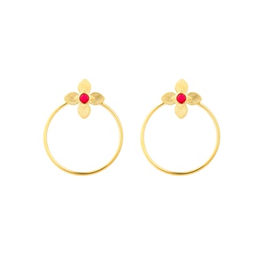 Luxenter Ohrringe mit 18 Karat Gelbgold-Finish und fuchsiafarbener Lackierung – Uya