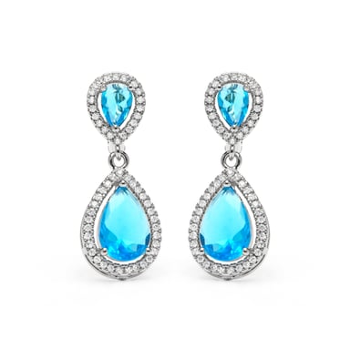 Luxenter Ohrringe mit Zirkonia und blauem Topas, silberfarben – Misim