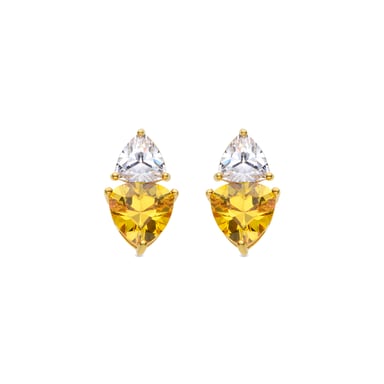 Luxenter Ohrringe aus 925er Sterlingsilber mit Padparadscha in 18 Karat Gelbgold – Simtul