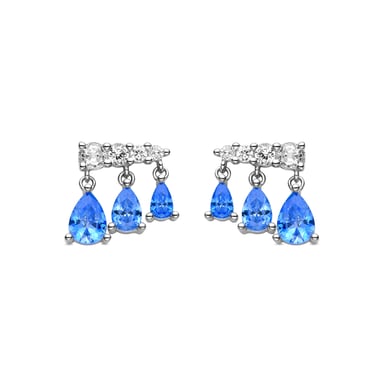 Luxenter Ohrringe aus 925er Sterlingsilber mit Zirkonia und Saphir, rhodiniert – Dapak