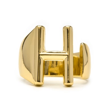 Luxenter Ring mit 18-karätiger Gelbgold-Finish – Alphabet