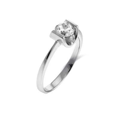 Luxenter Ring aus 925er Sterlingsilber mit funkelndem Zirkonia, rhodiniert – Setentaitres
