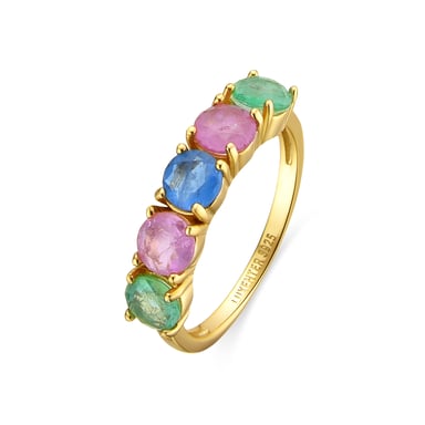 Luxenter Ring aus 925er Sterlingsilber und mehrfarbigem Zirkonia mit 18-karätiger Goldbeschichtung – Akma