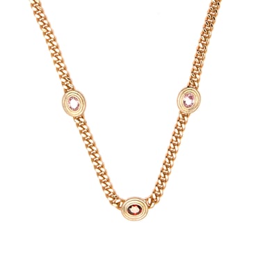 Luxenter Halskette aus rosa Zirkonia mit 18-karätiger Gelbgold-Beschichtung – Rinlin