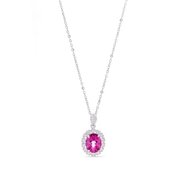 Luxenter Halskette aus 925er Sterlingsilber mit natürlichem rosa Topas, rhodiniert – Lirian