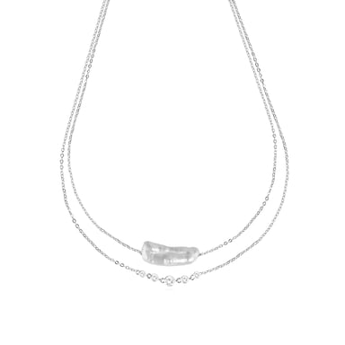 Luxenter Halskette aus 925er Sterlingsilber mit weißer Perle, rhodiniert – Danysda