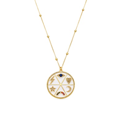 Luxenter Halskette mit mehrfarbigen Zirkonia-Steinen, 18 Karat Gold-Finish – Thiem