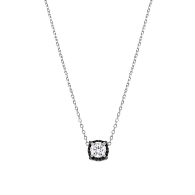 Luxenter Halskette aus 925er Sterlingsilber und Onyx-Zirkonia mit Rhodiumbeschichtung – Lehak