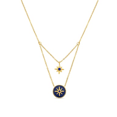 Luxenter Halskette mit blauer Lackierung und 18 Karat Gelbgold-Finish – Iskha