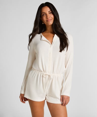 Hunkemöller Combinaison de pyjama courte en jersey côtelé