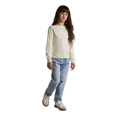 Minoti - Pullover für Mädchen, U-Boot-Ausschnitt , Jerseyware (Weiß)