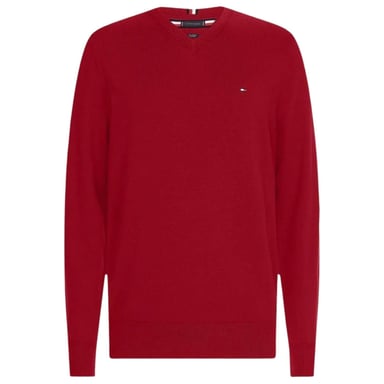 Tommy Hilfiger - Pullover Top für Herren, V-Ausschnitt, Baumwollmischung (Rot)