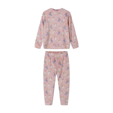 Minoti - Schlafanzug mit langer Hose für Mädchen, Velours, Langärmlig (Pink)