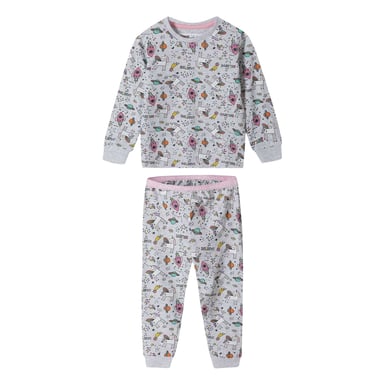 Minoti - Schlafanzug mit langer Hose für Mädchen, Langärmlig (Grau)