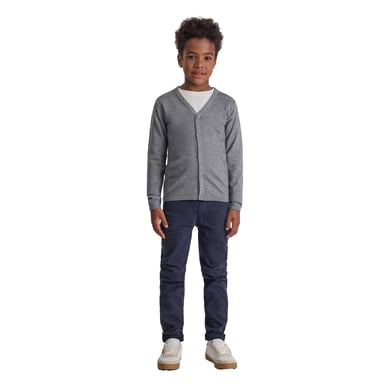 Minoti - Strickjacke für Jungen, Button-Down-Kragen, Feinstrick (Grau)