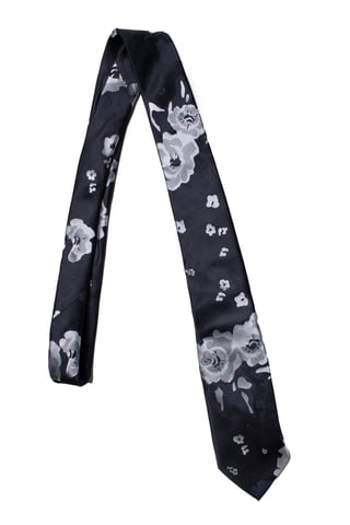 Burberry, floralbedruckte Krawatte in Schwarz