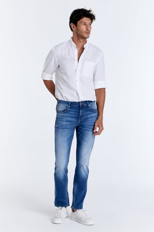 Lance Mid Waist Regular Length 5 Pocket Jeans Medium Blue