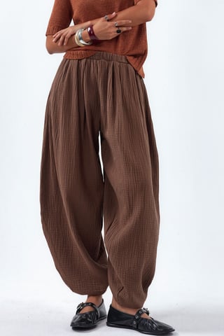 Hosen mit weitem Bein und elastischem Bund