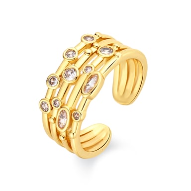 Luxenter-Ring aus brillantem Metall und Zirkonia-Legierung, gefertigt in 18-karat-Gelbgold – Ulethel
