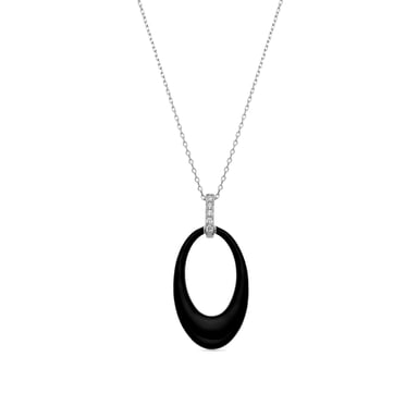 Luxenter 925 Sterlingsilber und Schwarz lackierte Halskette mit Rhodium - Onves