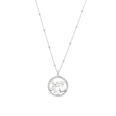 Luxenter 925 Sterlingsilber und Brilliant Zirconia Halskette mit Rhodium-Finish – Mama