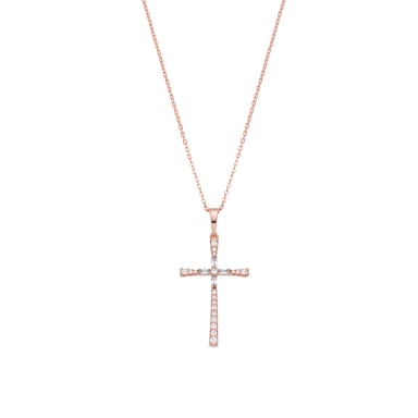 Luxenter-Halskette aus brillantem Metall und Zirkonia-Legierung, verarbeitet in 18-karat-Roségold – Cruz