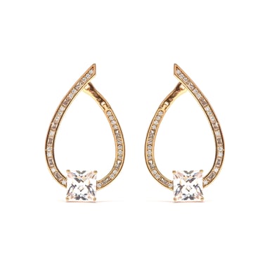 Luxenter Ohrringe mit funkelnden Zirkonia-Steinen, 18 Karat Gelbgold-Finish – Shuasin
