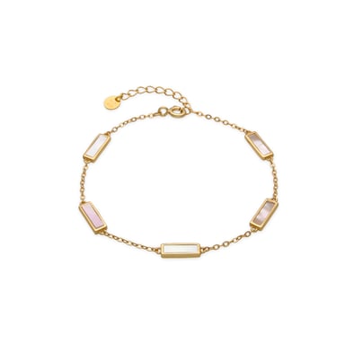 Luxenter-Armband aus 925er Sterlingsilber und weißem Perlmutt mit 18k Gold-Finish - Limy