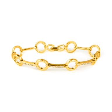 Luxenter Armband mit funkelnden Zirkonia-Steinen, 18 Karat Gelbgold-Finish – Dimaran