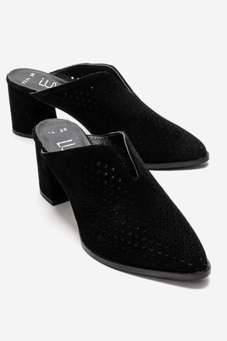 Toen Leder Blockabsatz Pantolette