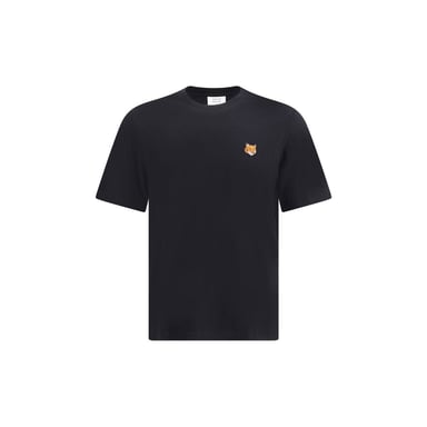 Maison Kitsuné Schwarzes Baumwoll-T-Shirt