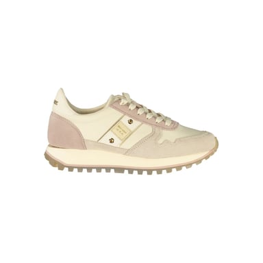 Blauer Beige Leder Damen Sneaker