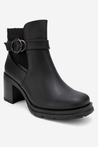 Heile Schnallen-Blockabsatz-Stiefel (Damen)