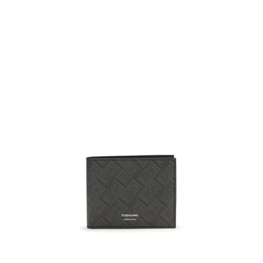 Ferragamo Schwarze Kalbsleder Bos Taurus Geldbörse