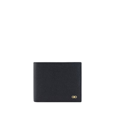 Ferragamo Schwarze Kalbsleder Bos Taurus Geldbörse