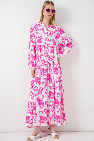 Gemustertes V-Ausschnitt Maxikleid