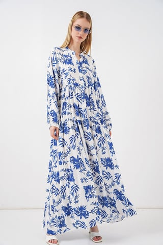 Gemustertes V-Ausschnitt Maxikleid