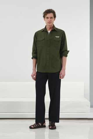 Besticktes Textdruck Langarmshirt