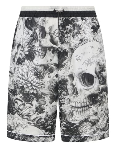 Linen Bowling Shorts All-Over Ceramic