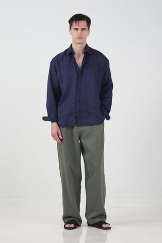 Übergroße Button-Up-Bluse mit Hemdkragen