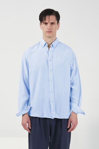 Regulär geschnittenes Button-Up Popeline-Hemd