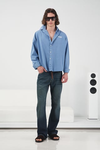 Besticktes Textdruck Langarmshirt