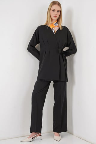Langes Gürteltuch V-Ausschnitt Jacket