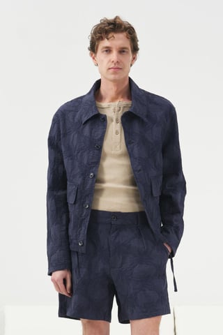 Giesto Jacke mit Jacquardmuster und Knopfverschluss - Marineblau