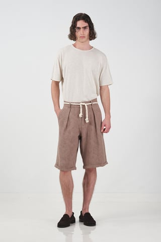 Texturierte Mid-Waist Weite Shorts